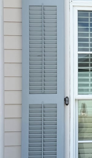 clean blue exterior shutter