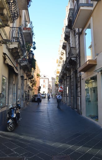 The streets of Messina in Sicily, Italy