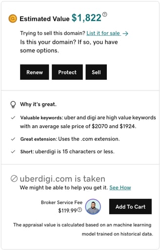 GoDaddy Uberdigi Appraisal Image