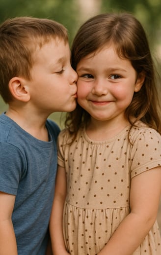 Bisous d'un garçon a sa petite amie pour la journée de la petite amie.