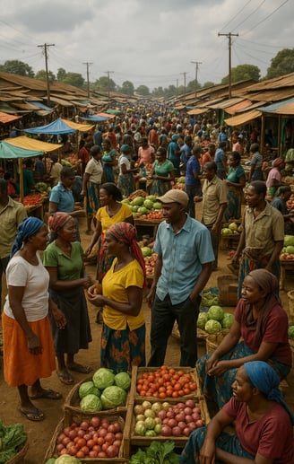 Des gens discutent en kiswahili sur la place du marché au Kenya - Journée mondiale