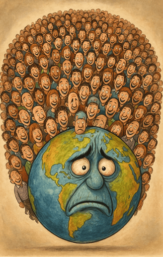 Illustration de la surpopulation pour la journée mondiale de la population.