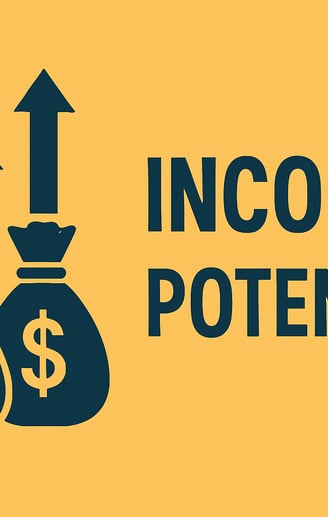 A graphic illustrating income potential, like upward trending arrows or money bags