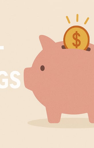 A graphic illustrating cost savings, like a piggy bank or dollar signs