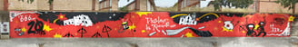 Graffiti mural de 20 metros para Diables la Roca, spray, arte urbano.