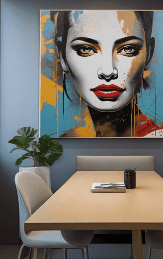 Pintura em estilo Pop-Art de uma mulher sorridente - por Sérgio Astral