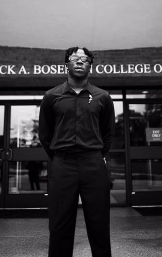 Stonebwoy in a black and white picture.