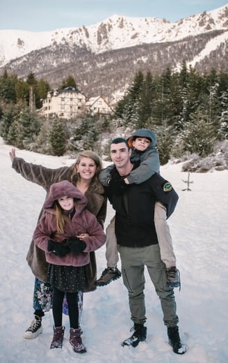 Sesión de fotos para familias en Bariloche. Fotografía familiar