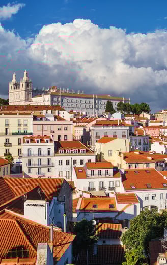 View of Lisbon from Miradouro de Santa Luzia viewpoint. Lisbon, Portugal