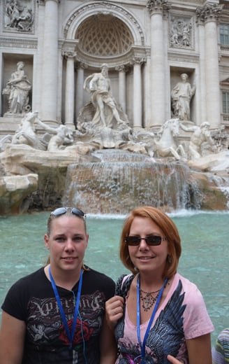 Kyrstin and Lady in front of the Trevi Fountain