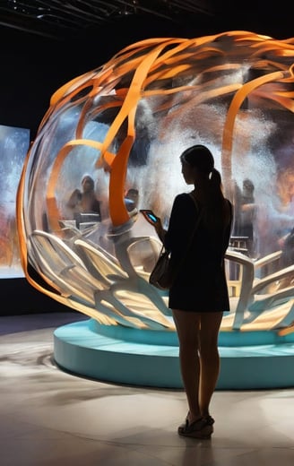 Galeria de exposição com obras de arte contemporânea