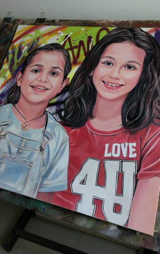 Pintura em estilo Pop-Art de um grupo de amigos com expressões animadas - por Sérgio Astral
