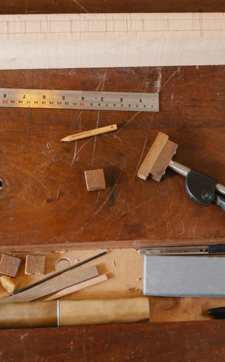 a table with woodworking tools