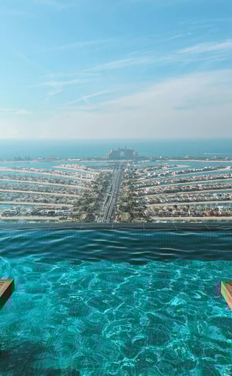 Aura Skypool Lounge overlooking the Palm Jumeirah 