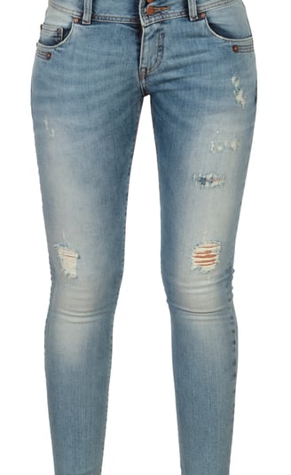 Rongzhiyue: Light blue distressed jeans