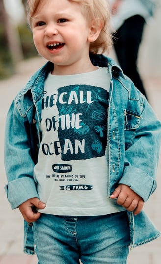 Rongzhiyue: Child in denim jacket and pant