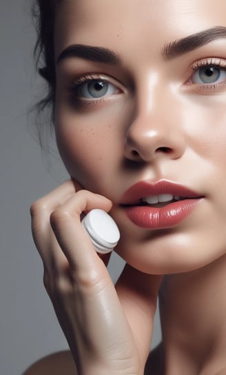 Two skincare product bottles are displayed on a textured, white fabric surface. One is a round jar labeled 'Multi Tea Serum', featuring a shiny silver lid. The other is a cylindrical bottle labeled 'Advanced Night Booster', also with silver accents.