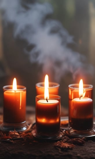 a candle is lit in a dark room