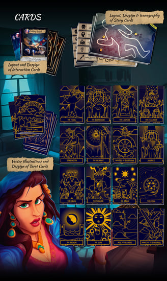 Layout and Design of cards. Vector Illustrations of Tarot cards