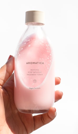 Aromatica Reviving Rose Infusion Toner 200ml glass bottle for dry and sensitive skin.