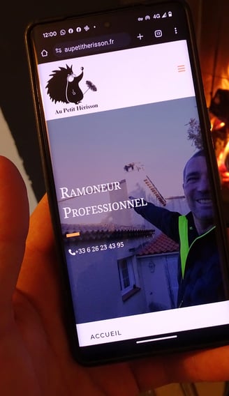 Image montrant un site internet pour un artisan ramoneur.