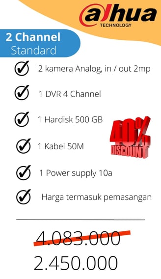 paket cctv 2 channel dahua termurah