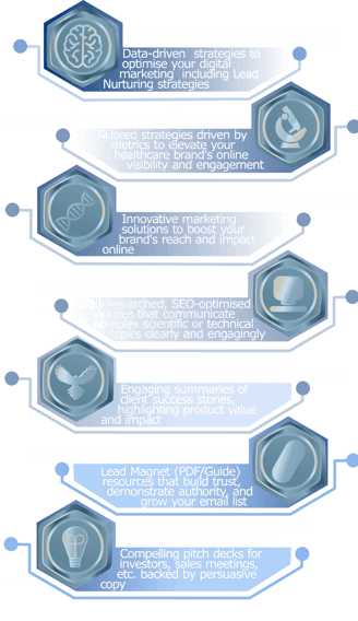 A series of icons demonstrating the services that Valravn Studios offers