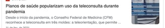 Planos de saúde, telemedicina, teleconsulta, pandemia, Conselho Federal de Medicina