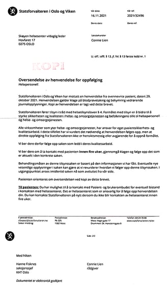 Statsforvalteren i oslo, Hanne Fisknes,Connie,Christer T. Larsen, oslo kommune frogner helse, medpoint as,skøyen helsesenter 