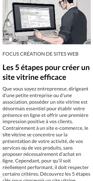 5 étapes pour créer un site vitrine efficace