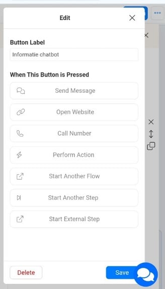 a button with the button button highlighted on the left side of the screen