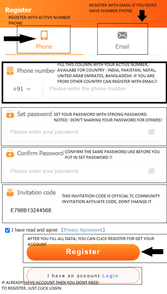 how to register to TC Lottery?