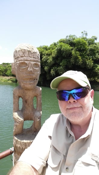 The Pirate takes a selfie on the Chavon River in Dominican Republic