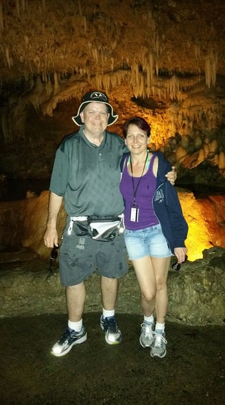 Lady and The Pirate in the caves in Barbados