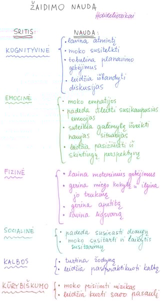 žaidimo naudos schema