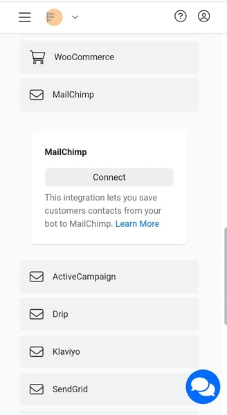 Opslaan van Klantencontacten van Chatbot naar Mailchimp