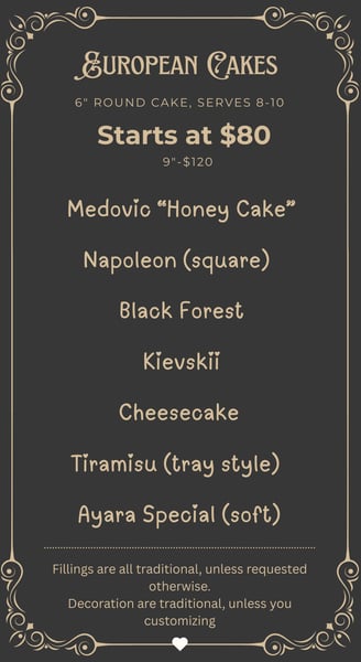 menu and pricing