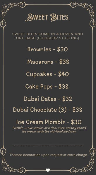 menu and pricing