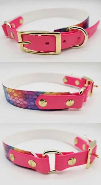 Hundehalsband Pink mit bunten Print