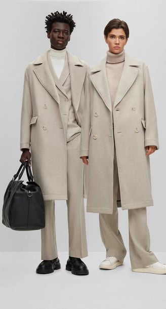 Hugo Boss's ALL-GENDER RELAXED-FIT COAT IN WOOL