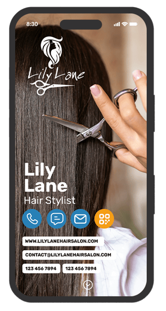 style and elegance: a digital business card design for hair stylists