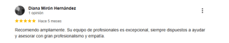 comentario de cliente satisfecho con el servicio