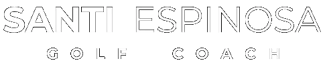 logo de santi espinosa golf coach en blanco