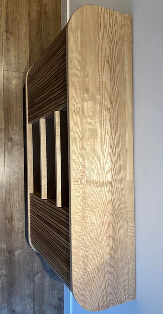 Oak and ash sideboard bookcase curved doors oak strips furniture