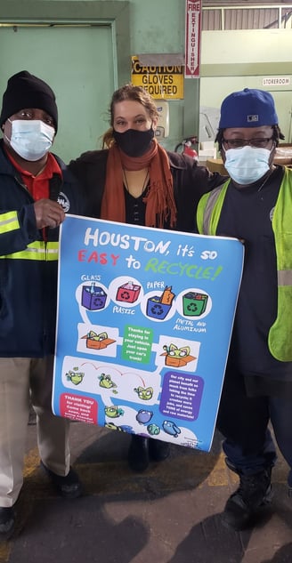 poster, hunnie bumble poster, partnership, recycling, houston recycles, houston, philanthropy
