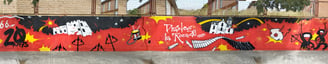Graffiti mural de 20 metros para Diables la Roca, spray, arte urbano.