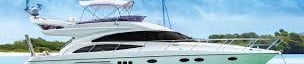 luxury yacht from bring guests from the airport to the resort in Maldives.