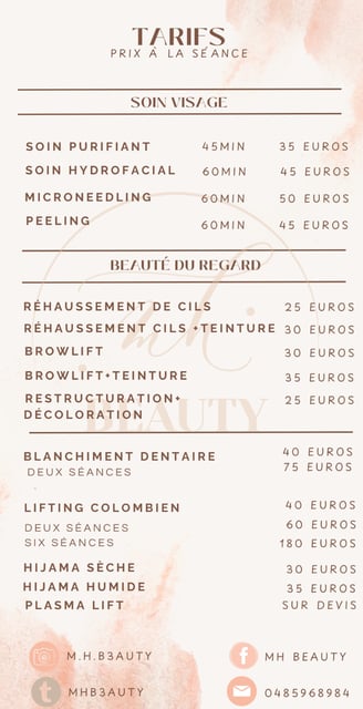 Tarifs , prix types de soins