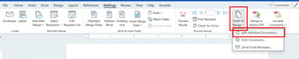 screenshot of Mailings ribbon with the Edit Individual Documents button selected