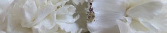 Chael jewelry - yellow sapphire and pink diamond necklace hanging on white flowers